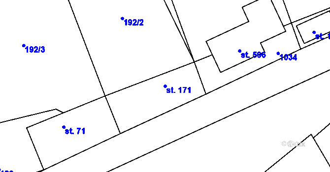 Parcela st. 171 v KÚ Ptice, Katastrální mapa