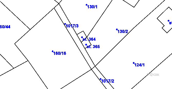 Parcela st. 365 v KÚ Ptice, Katastrální mapa