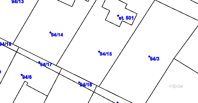 Parcela st. 94/15 v KÚ Ptice, Katastrální mapa