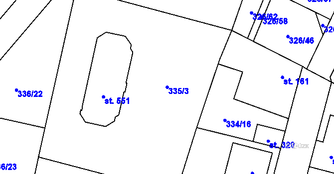 Parcela st. 335/3 v KÚ Ptice, Katastrální mapa