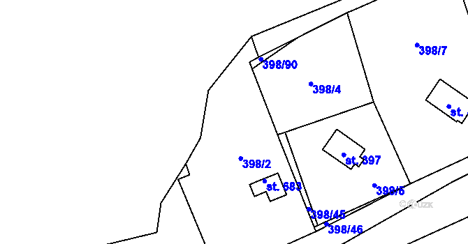 Parcela st. 398/3 v KÚ Ptice, Katastrální mapa
