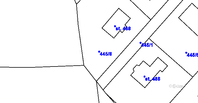 Parcela st. 445/8 v KÚ Ptice, Katastrální mapa