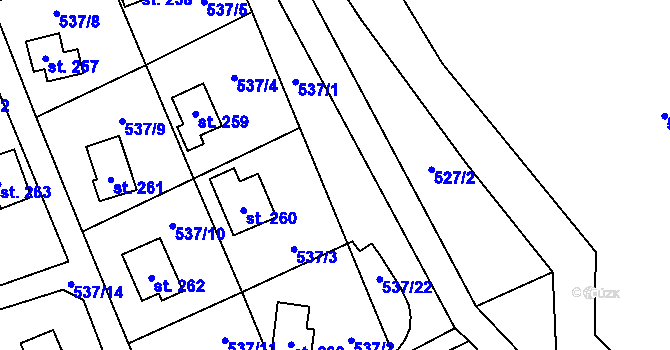 Parcela st. 537/1 v KÚ Ptice, Katastrální mapa