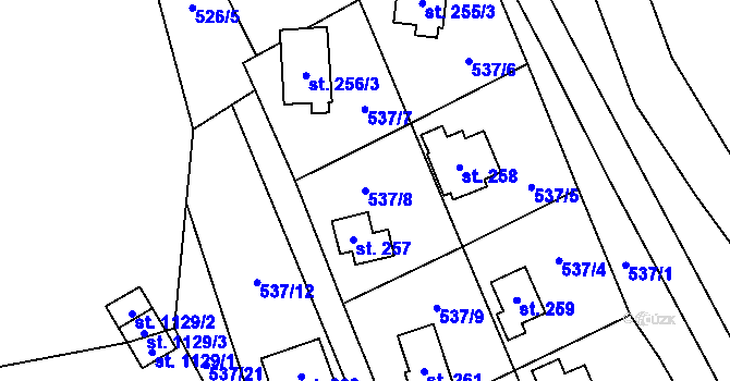 Parcela st. 537/8 v KÚ Ptice, Katastrální mapa