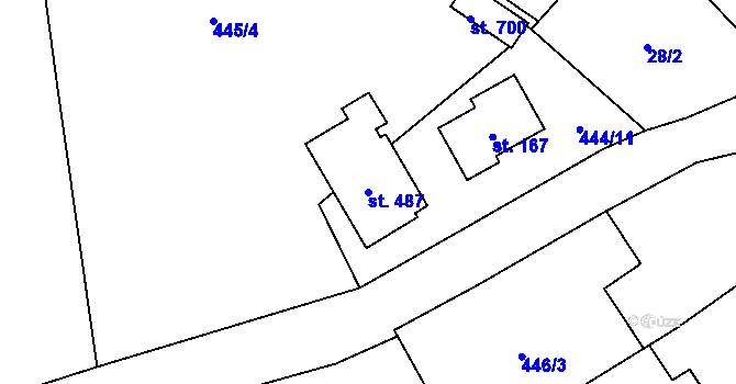 Parcela st. 487 v KÚ Ptice, Katastrální mapa