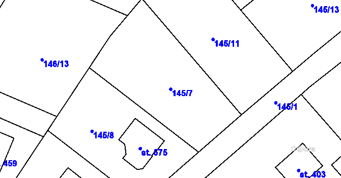 Parcela st. 145/7 v KÚ Ptice, Katastrální mapa