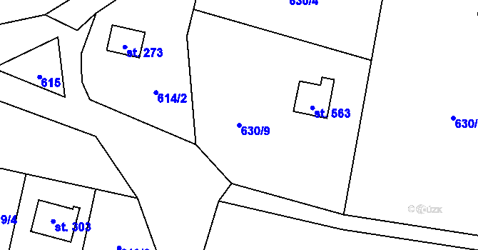 Parcela st. 630/9 v KÚ Ptice, Katastrální mapa