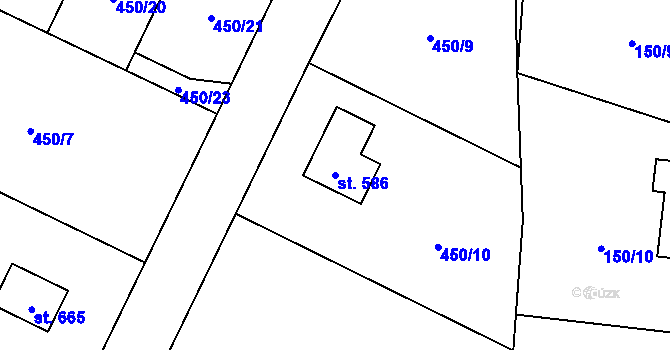 Parcela st. 586 v KÚ Ptice, Katastrální mapa