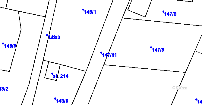 Parcela st. 147/11 v KÚ Ptice, Katastrální mapa
