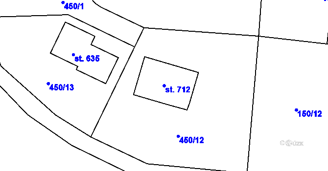 Parcela st. 712 v KÚ Ptice, Katastrální mapa