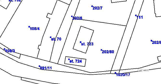 Parcela st. 723 v KÚ Ptice, Katastrální mapa