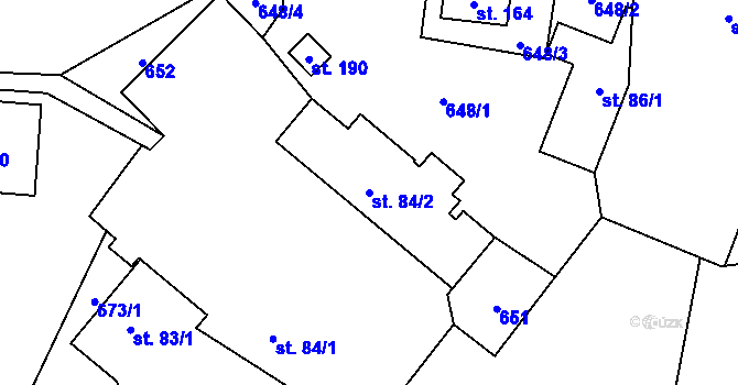 Parcela st. 84/2 v KÚ Ptýrov, Katastrální mapa