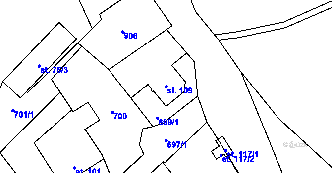 Parcela st. 109 v KÚ Ptýrov, Katastrální mapa