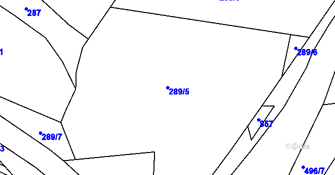 Parcela st. 289/5 v KÚ Ptýrov, Katastrální mapa