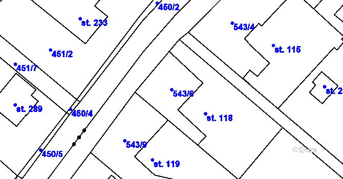 Parcela st. 543/6 v KÚ Ptýrov, Katastrální mapa