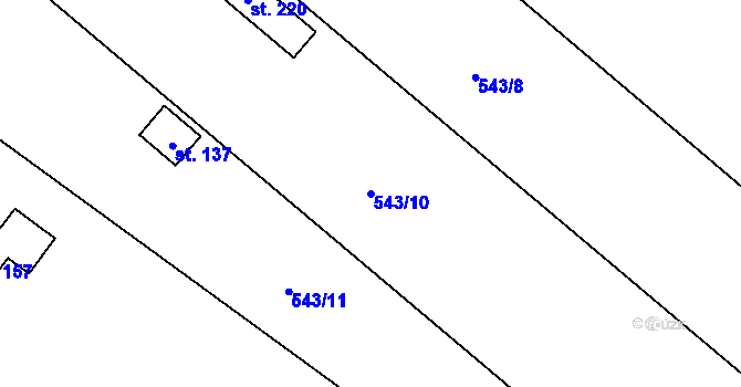 Parcela st. 543/10 v KÚ Ptýrov, Katastrální mapa