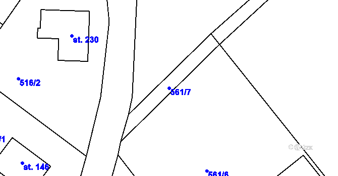 Parcela st. 561/7 v KÚ Ptýrov, Katastrální mapa