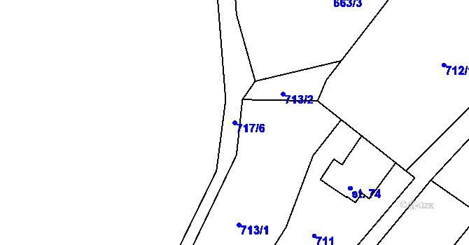 Parcela st. 717/6 v KÚ Ptýrov, Katastrální mapa