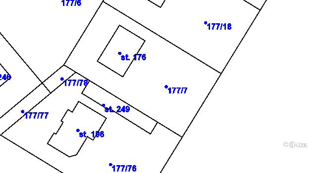 Parcela st. 177/7 v KÚ Ptýrov, Katastrální mapa