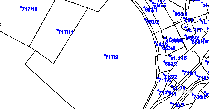 Parcela st. 717/9 v KÚ Ptýrov, Katastrální mapa