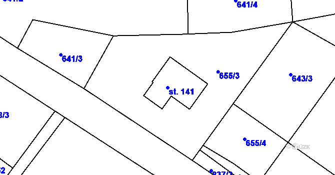Parcela st. 141 v KÚ Ptýrov, Katastrální mapa