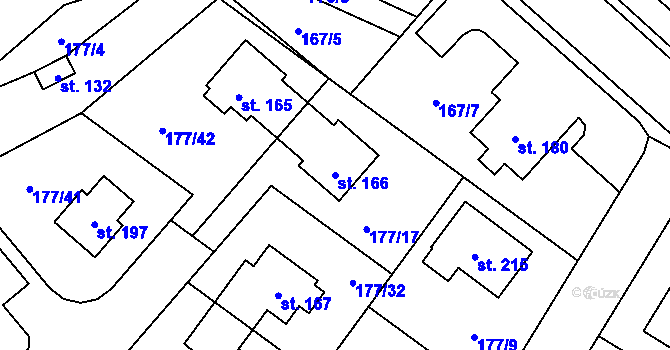 Parcela st. 166 v KÚ Ptýrov, Katastrální mapa
