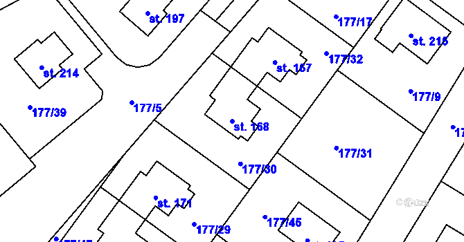 Parcela st. 168 v KÚ Ptýrov, Katastrální mapa