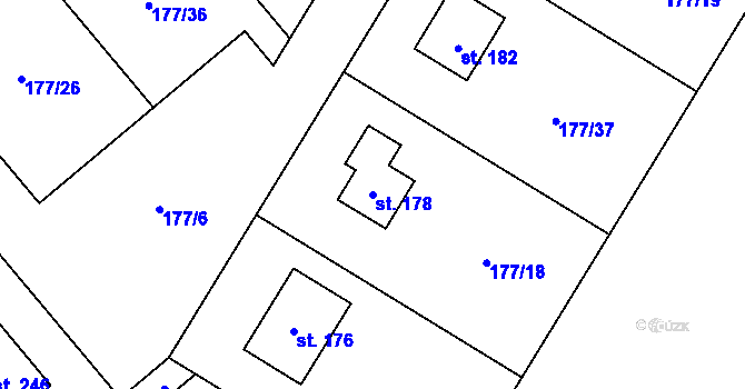 Parcela st. 178 v KÚ Ptýrov, Katastrální mapa