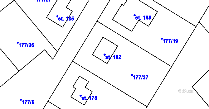 Parcela st. 182 v KÚ Ptýrov, Katastrální mapa