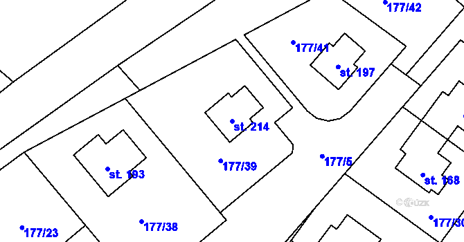 Parcela st. 214 v KÚ Ptýrov, Katastrální mapa