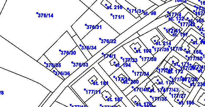Parcela st. 774/1 v KÚ Ptýrov, Katastrální mapa