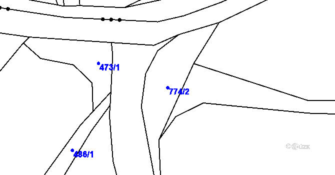 Parcela st. 774/2 v KÚ Ptýrov, Katastrální mapa