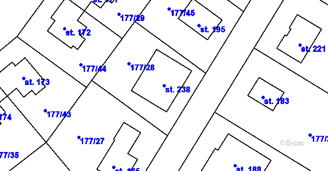 Parcela st. 238 v KÚ Ptýrov, Katastrální mapa