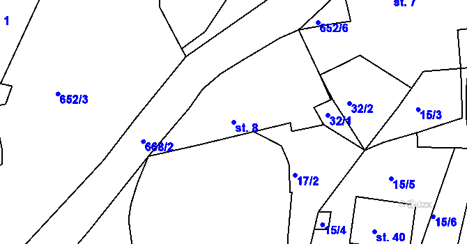 Parcela st. 8 v KÚ Doubrava u Puclic, Katastrální mapa