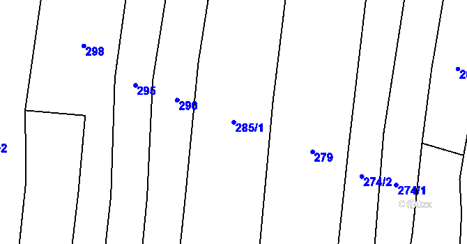 Parcela st. 285/1 v KÚ Malý Malahov, Katastrální mapa