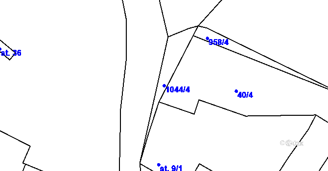 Parcela st. 1044/4 v KÚ Malý Malahov, Katastrální mapa