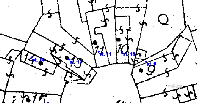 Parcela st. 11 v KÚ Puclice, Katastrální mapa