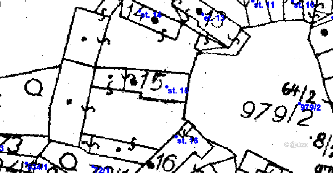 Parcela st. 15 v KÚ Puclice, Katastrální mapa