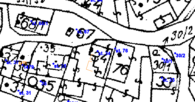 Parcela st. 34 v KÚ Puclice, Katastrální mapa