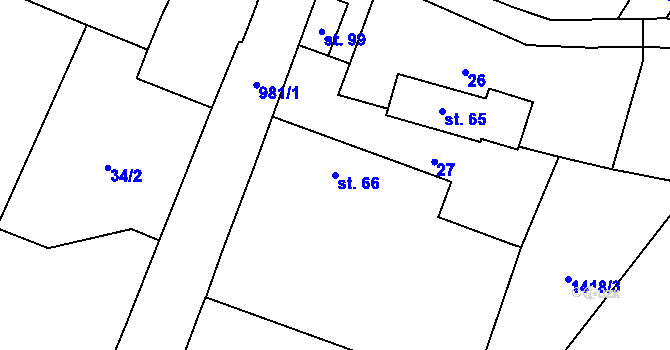 Parcela st. 66 v KÚ Puclice, Katastrální mapa