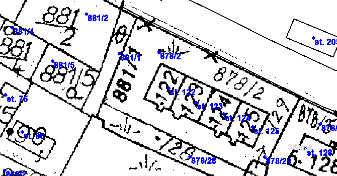 Parcela st. 122 v KÚ Puclice, Katastrální mapa