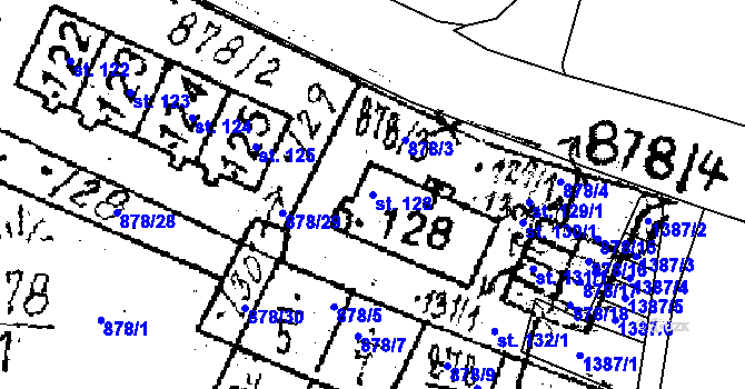 Parcela st. 128 v KÚ Puclice, Katastrální mapa
