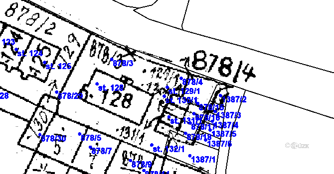Parcela st. 129/1 v KÚ Puclice, Katastrální mapa