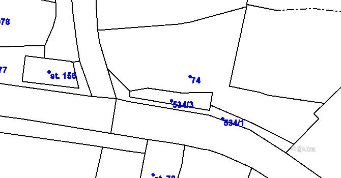Parcela st. 73 v KÚ Puclice, Katastrální mapa