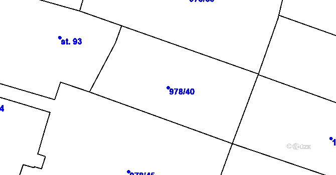 Parcela st. 978/40 v KÚ Puclice, Katastrální mapa