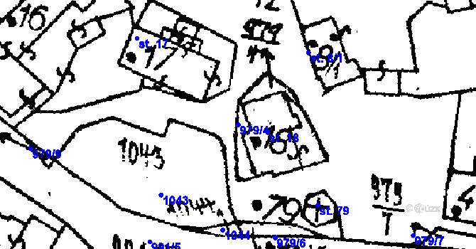 Parcela st. 979/4 v KÚ Puclice, Katastrální mapa