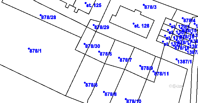 Parcela st. 878/5 v KÚ Puclice, Katastrální mapa