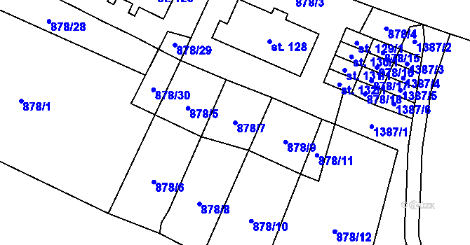 Parcela st. 878/7 v KÚ Puclice, Katastrální mapa