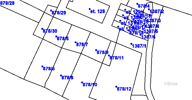 Parcela st. 878/9 v KÚ Puclice, Katastrální mapa