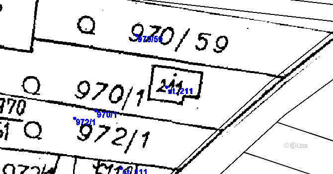 Parcela st. 211 v KÚ Puclice, Katastrální mapa